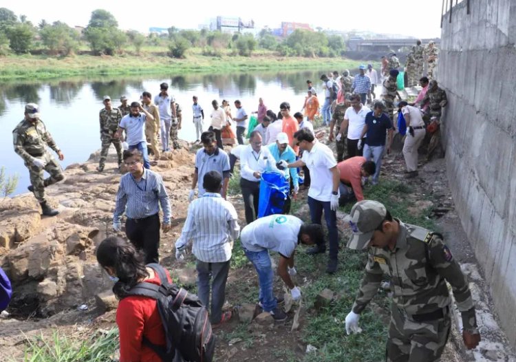 चिखली, मोशी येथील इंद्रायणी नदी काठचा परिसर झाला प्लॅस्टिक मुक्त